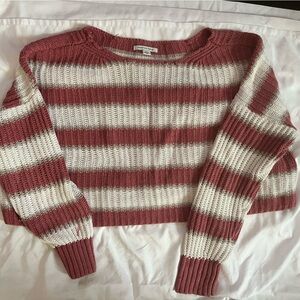 American Eagle Outfitters Off-the-Shoulder Striped Sweater - Pink and White